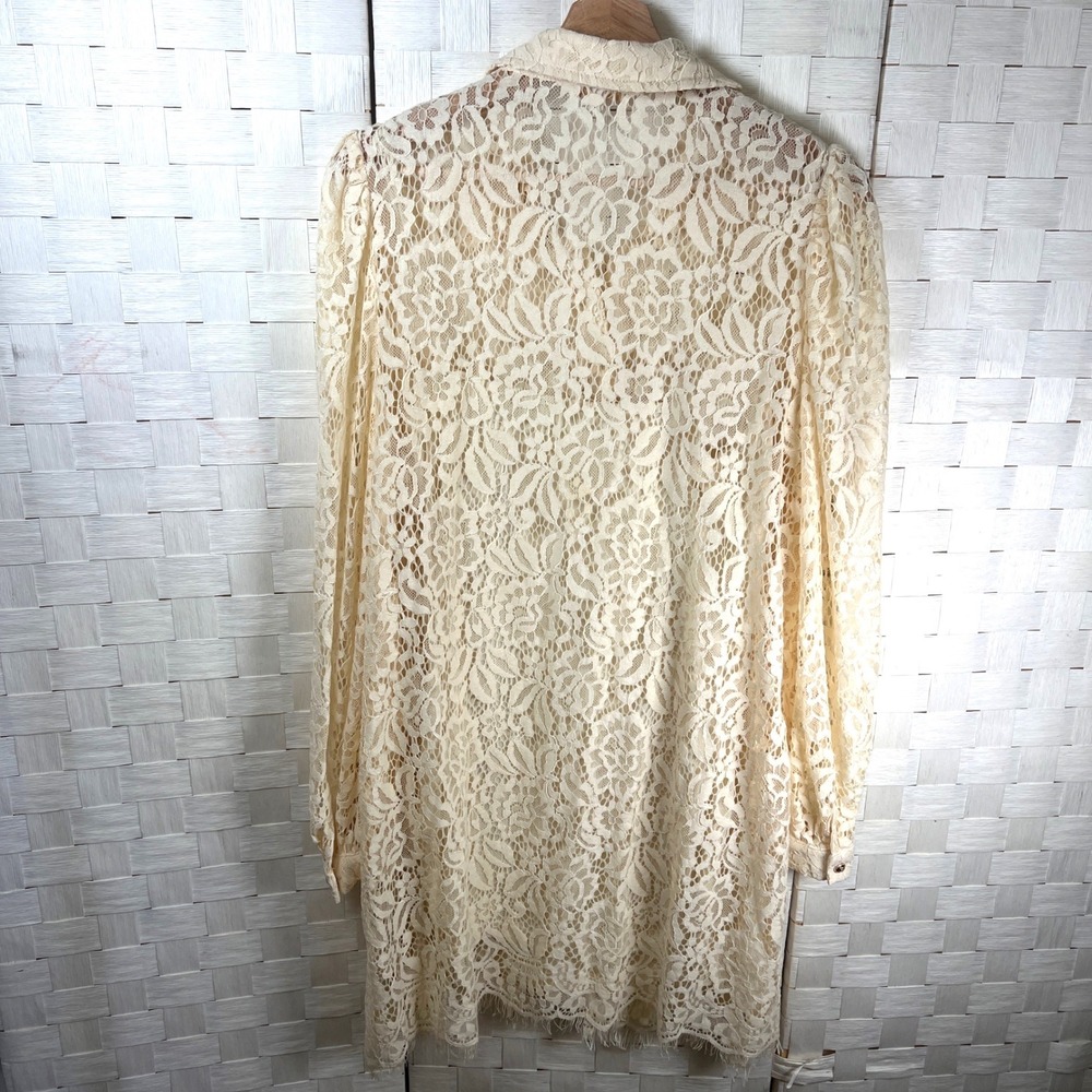 Flying Tomato Lace Shirt Dress Puff Sleeve Cream‎ Size Large Fairy Indie Cottage - Picture 5 of 9
